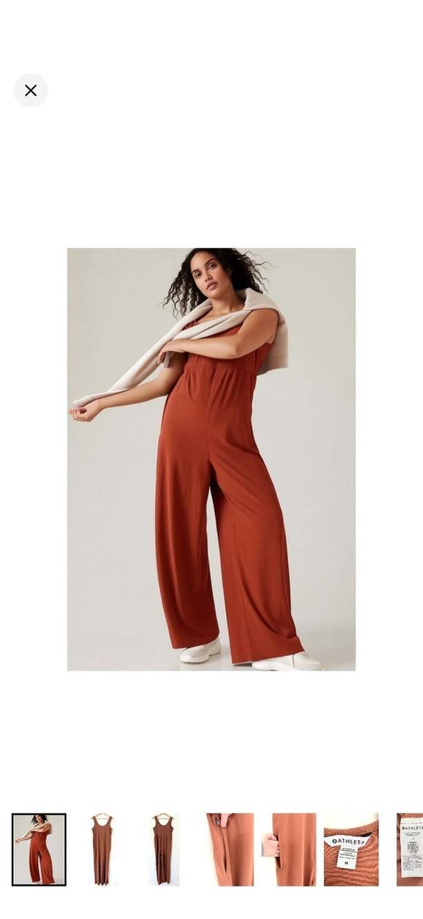Athleta Passenger Wide-Leg Sleeveless Jumpsuit in Terracota